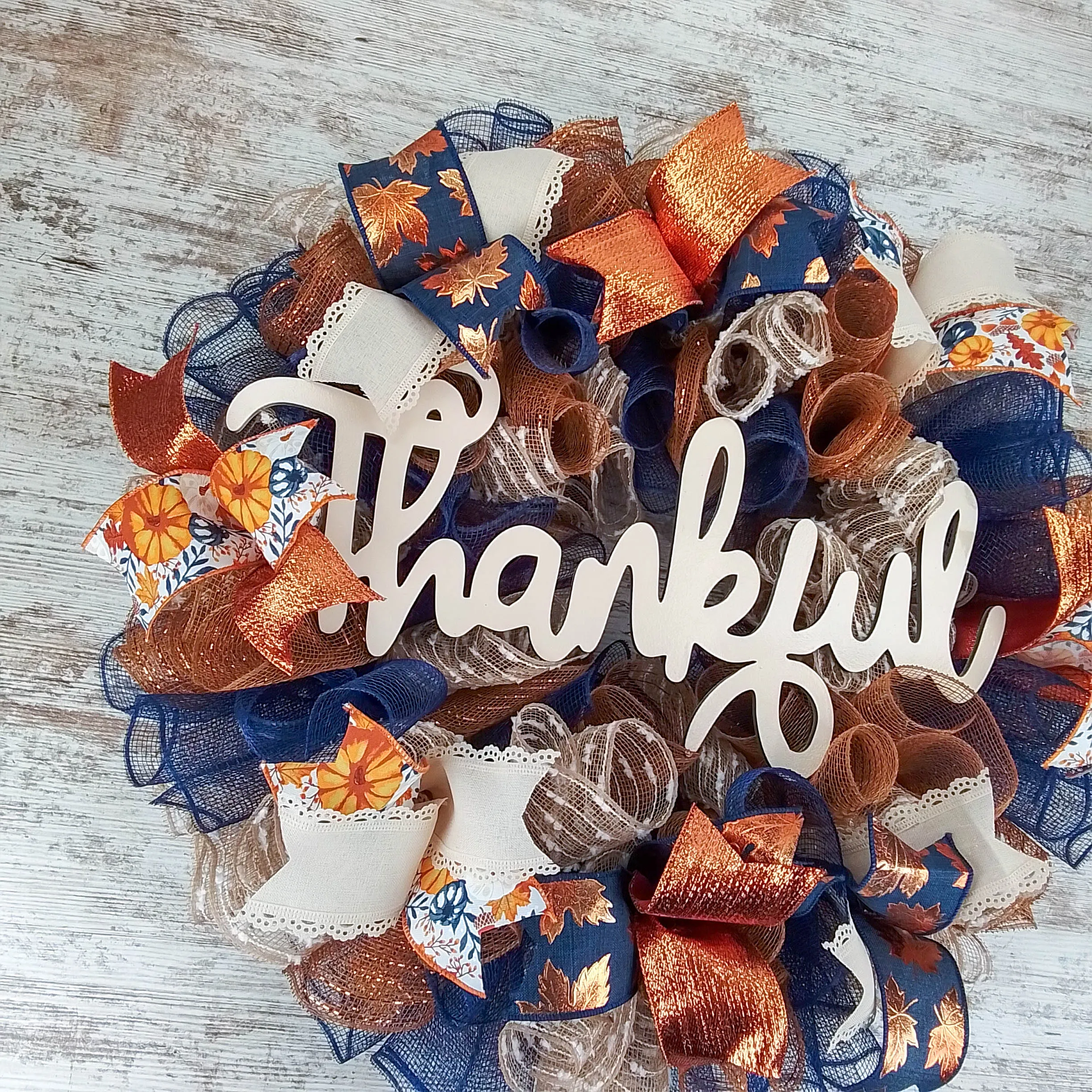 Fall Decorative Wreath, Autumn Door Hanger, Customizable Thanksgiving Decoration