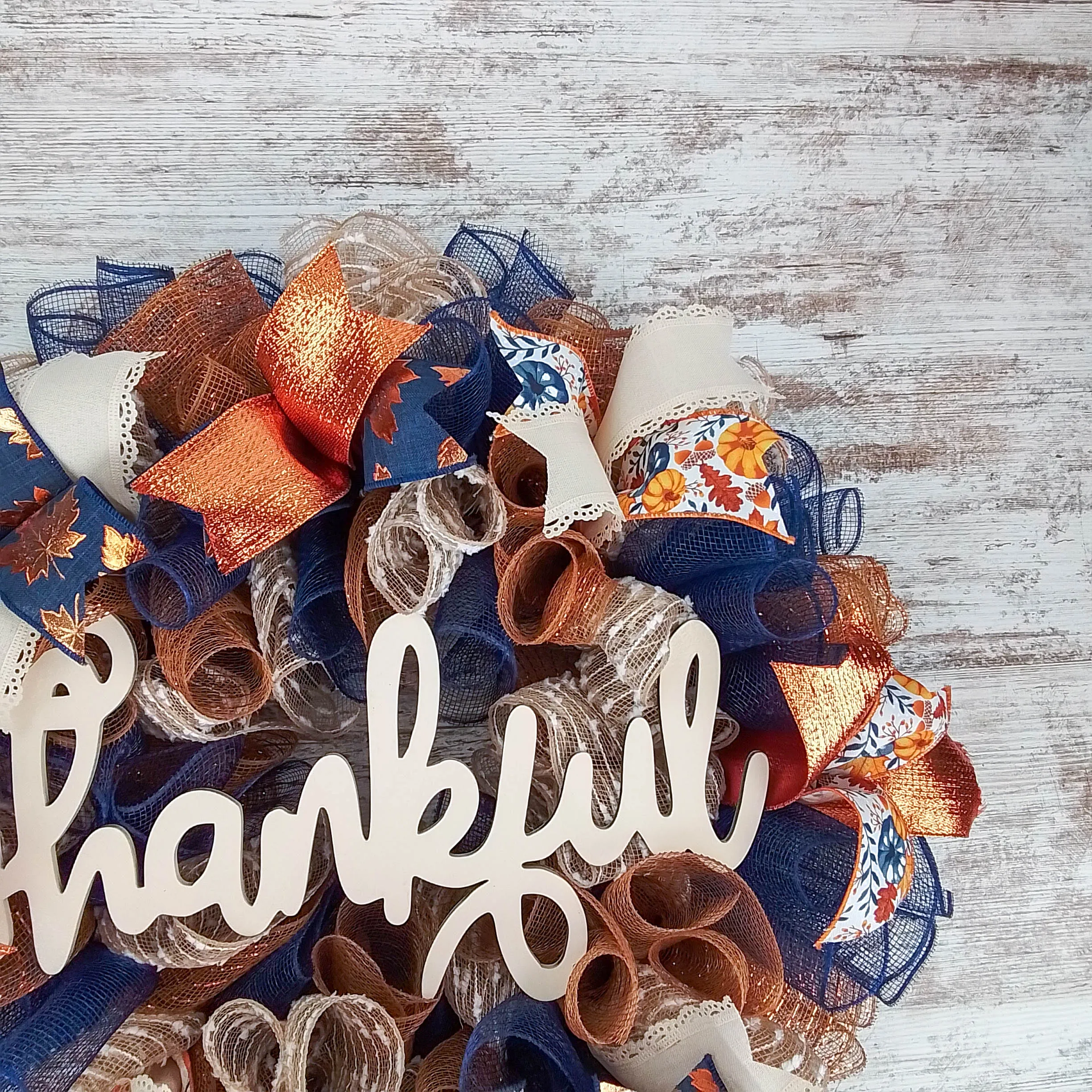 Fall Decorative Wreath, Autumn Door Hanger, Customizable Thanksgiving Decoration