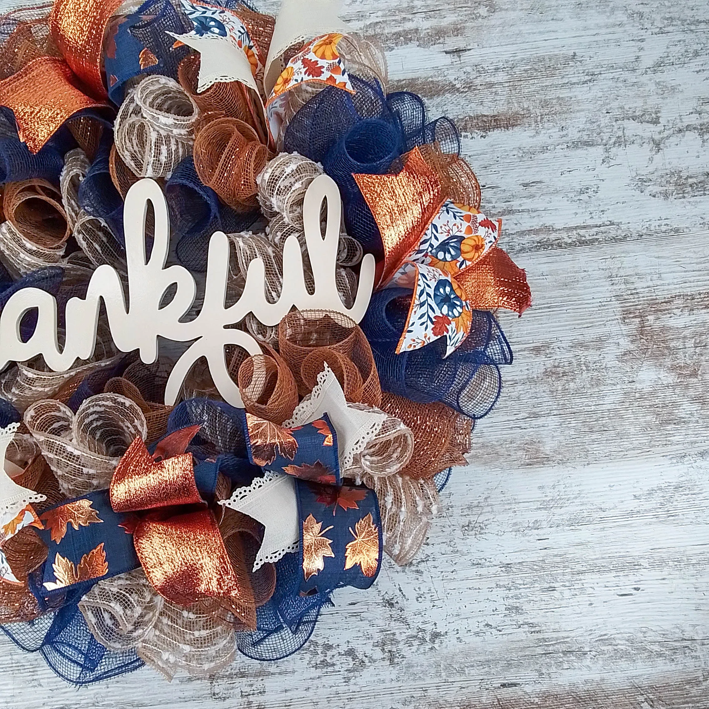 Fall Decorative Wreath, Autumn Door Hanger, Customizable Thanksgiving Decoration