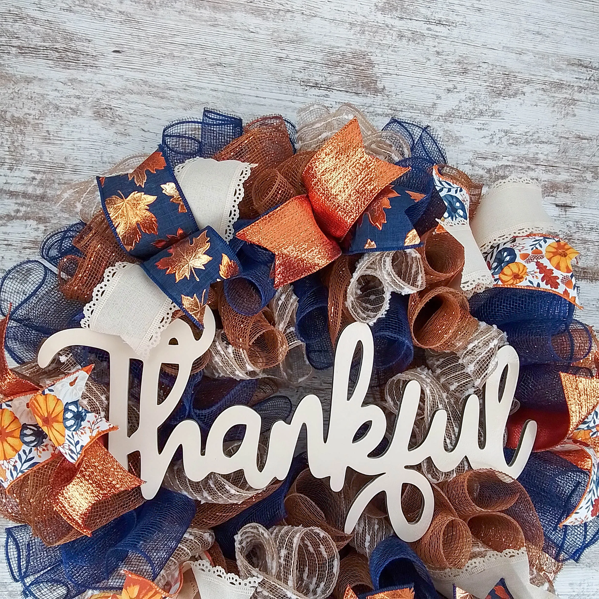 Fall Decorative Wreath, Autumn Door Hanger, Customizable Thanksgiving Decoration