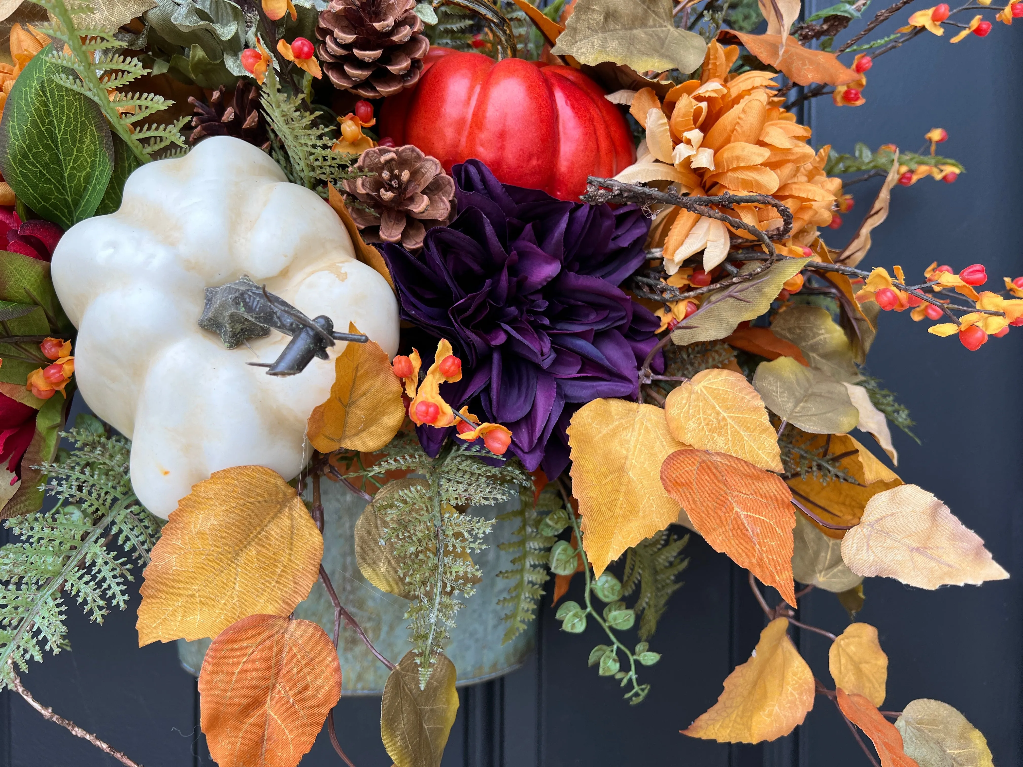 Fall Door Hanging with Sunflowers and Pumpkins