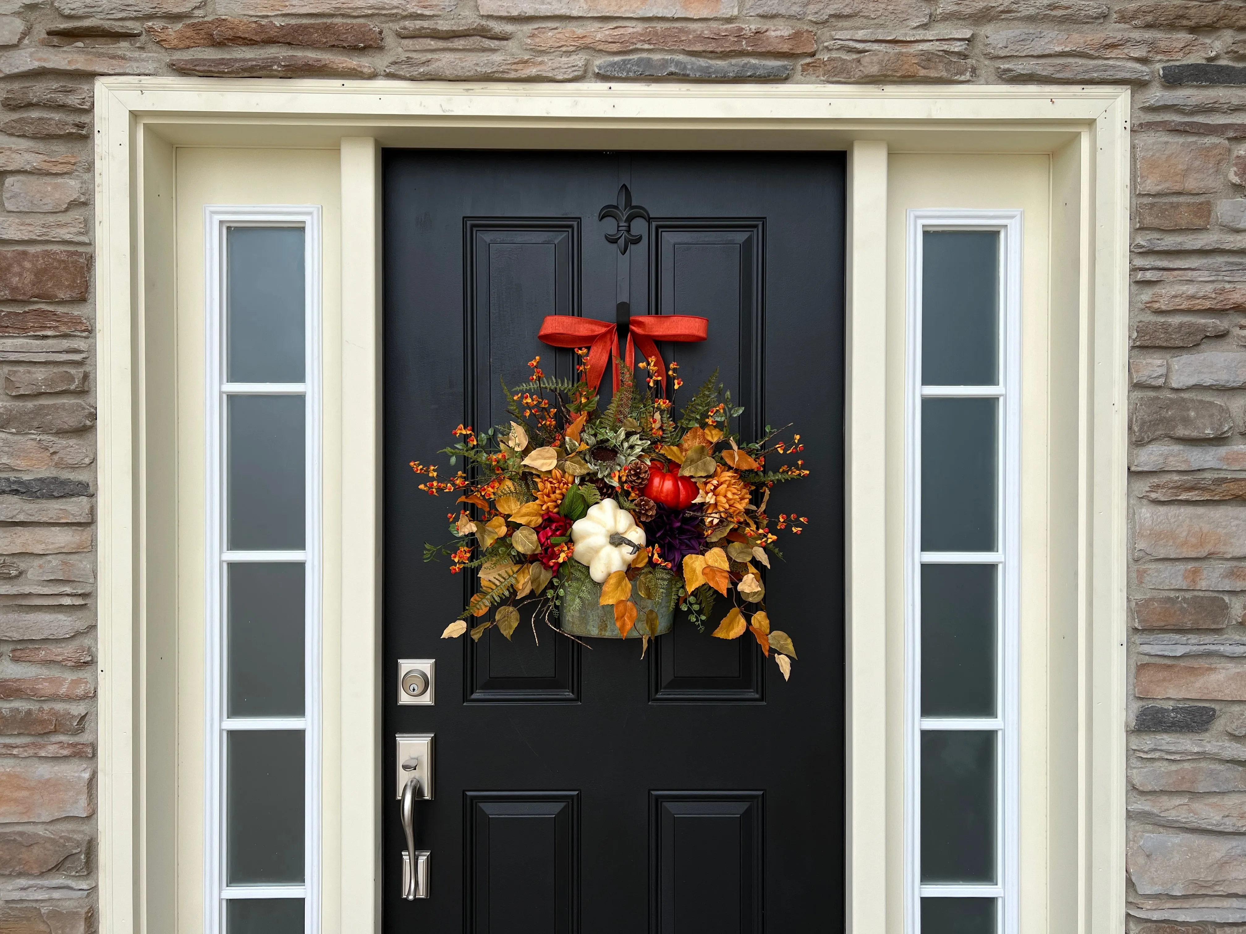 Fall Door Hanging with Sunflowers and Pumpkins