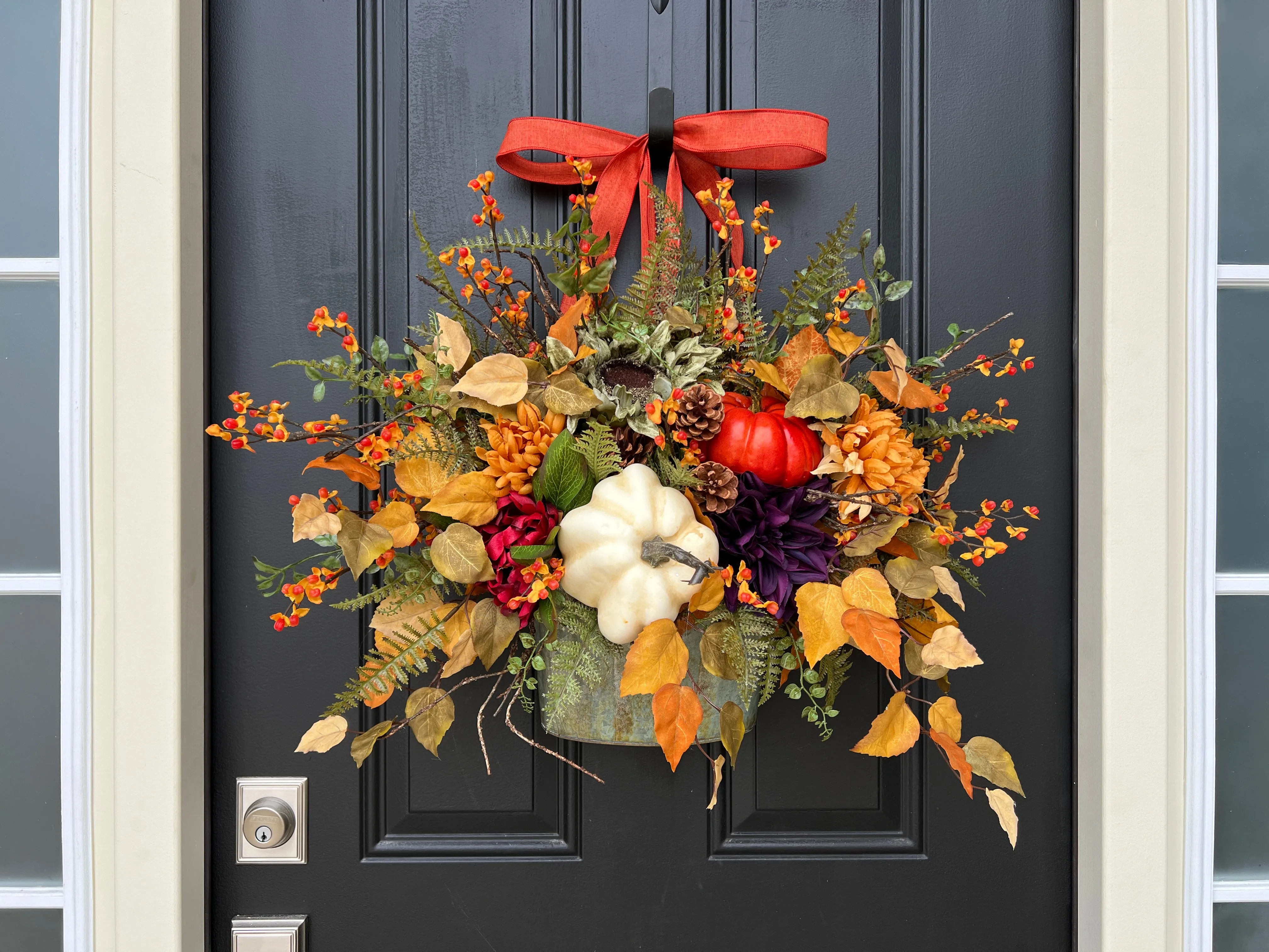 Fall Door Hanging with Sunflowers and Pumpkins