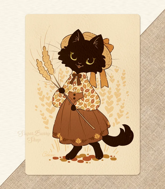 Fall Felines Maisie Textured Print