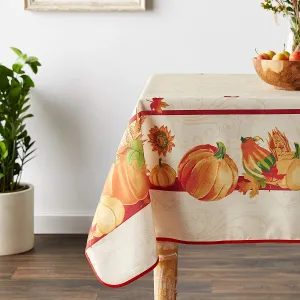 Fall Harvest Thanksgiving Autumn Leaves Sunflowers Fruits Pumpkins Tapestry Pattern Tablecloths