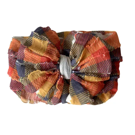 Fall Plaid Ruffled Headband