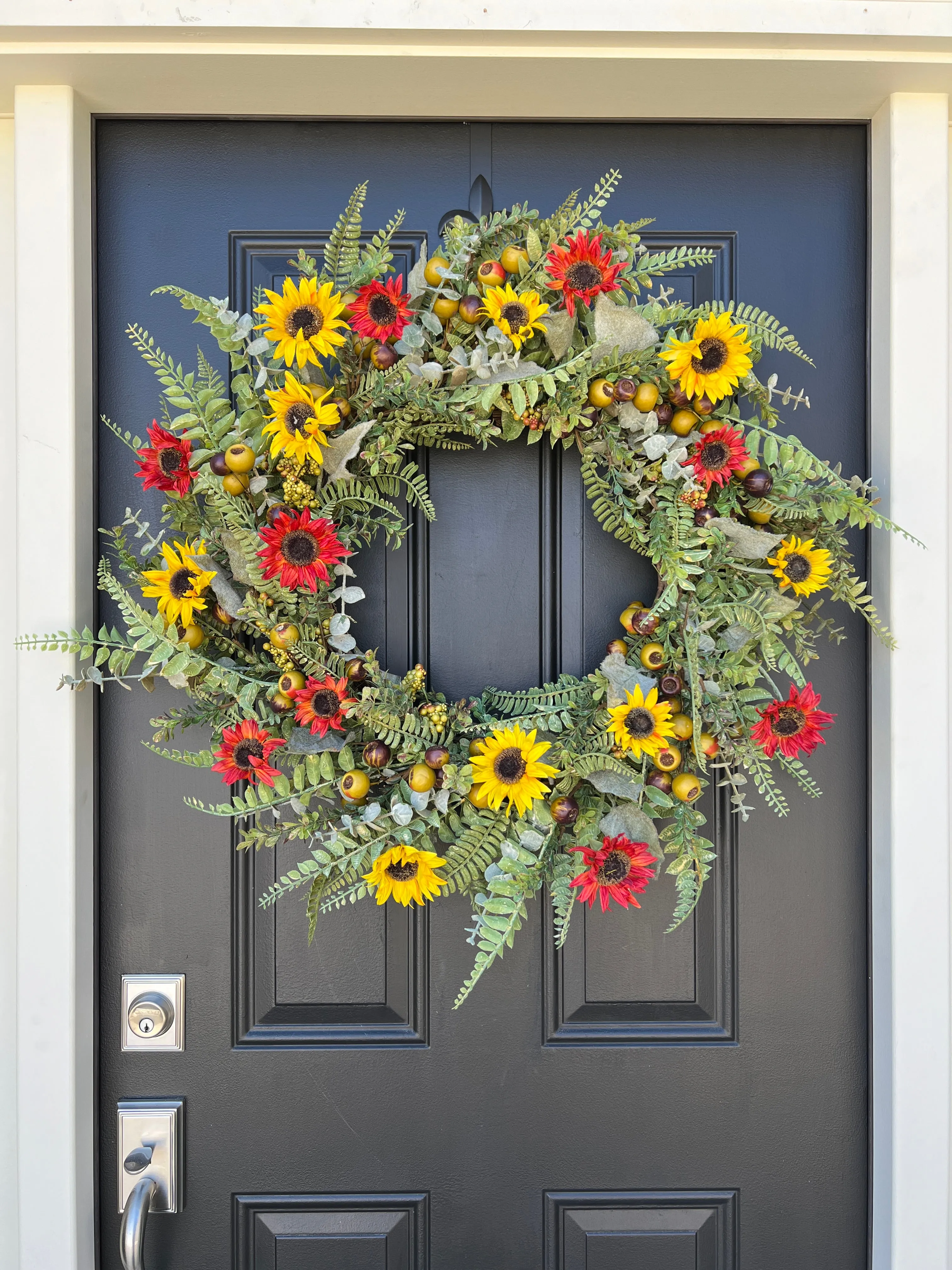 Fall Sunflower and Fern Wreath