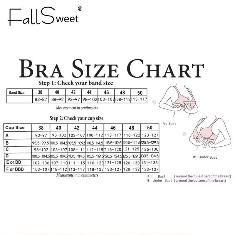 FallSweet Wireless Bras for Women Thin Cup Lingeire Plus Size Lace Underwear Minimizer Brassiere B C D E Cup