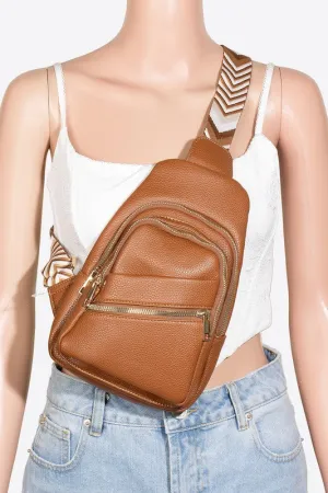 Fame PU Leather Chevron Strap Crossbody Bag