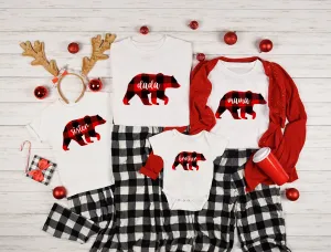 Family Christmas Buffalo Plaid Bear Shirt