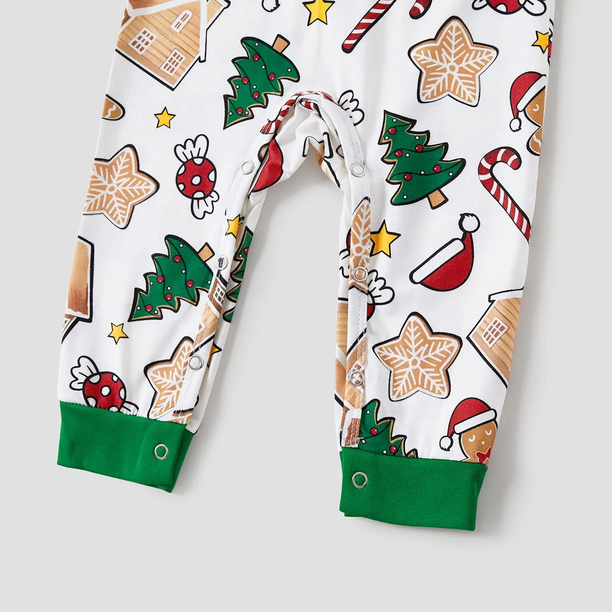 Family Christmas Pajamas Allover Gingerbread Christmas Tree Candy Canes Candy House Star