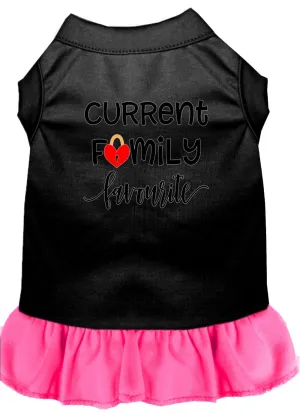 Family Favorite Screen Print Dog Dress Black With Bright Pink Lg