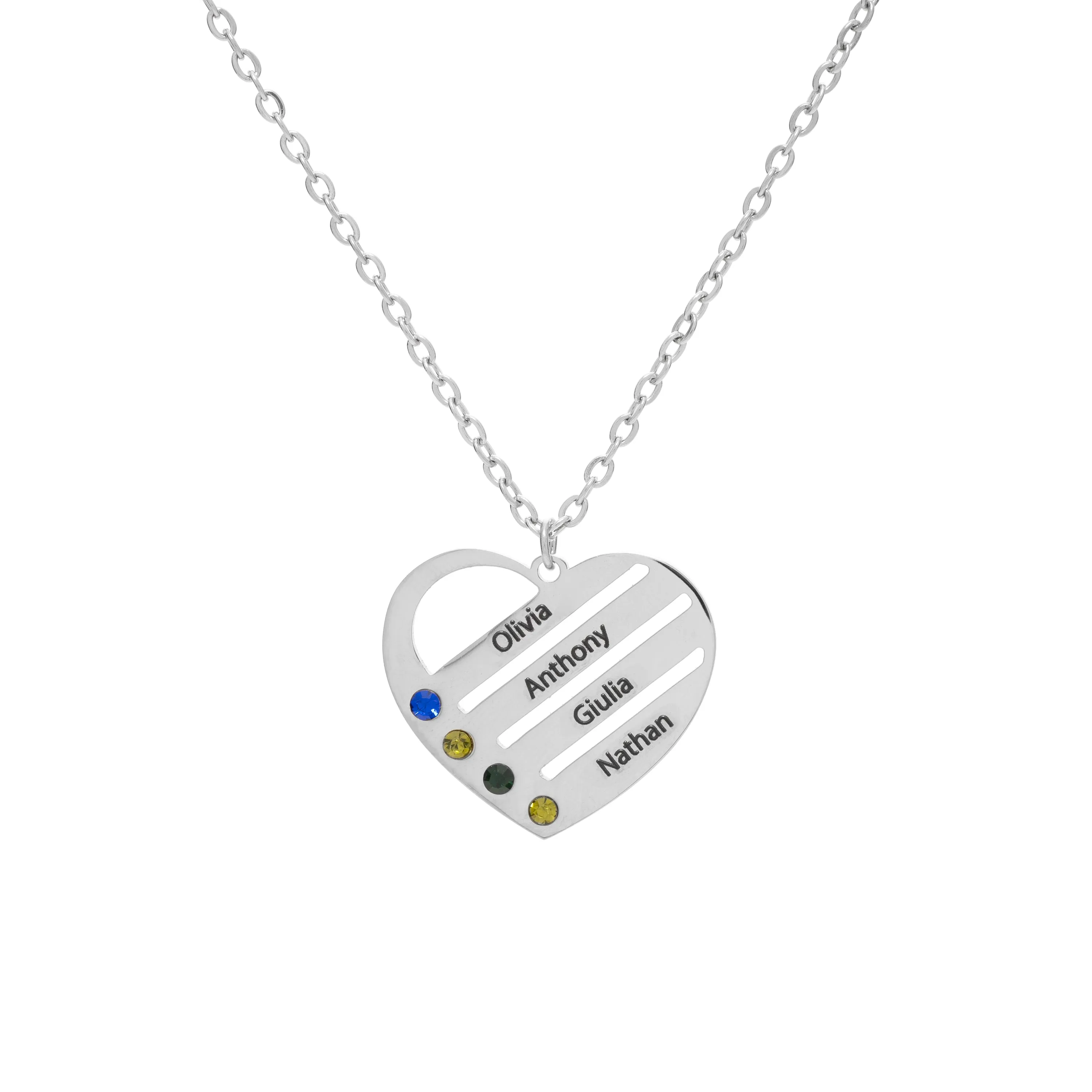 Family Heart Pendant with Engraved Names