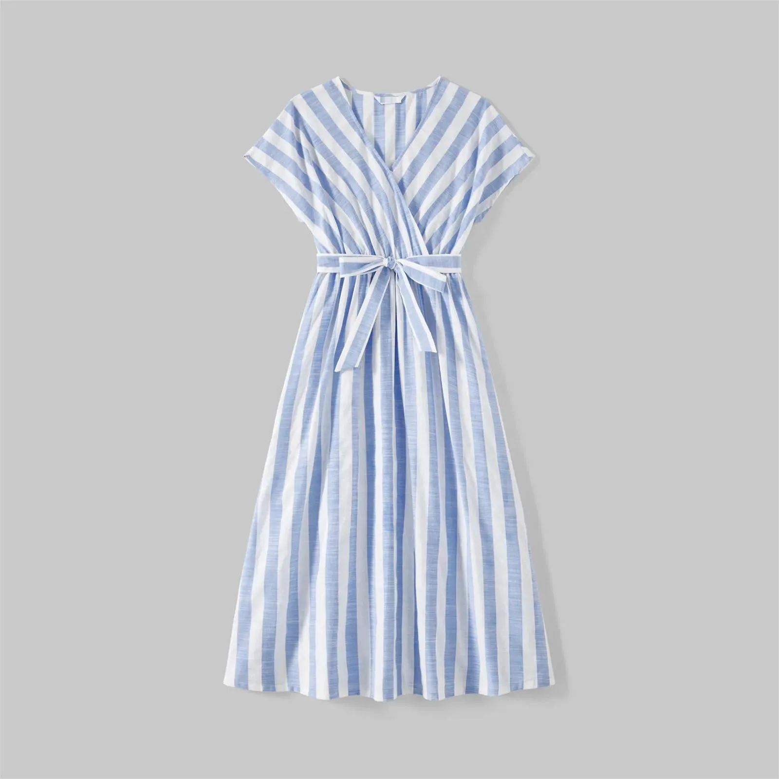 Family Matching Dress Blue Striped Mother Daughter Sleeveless Dresses