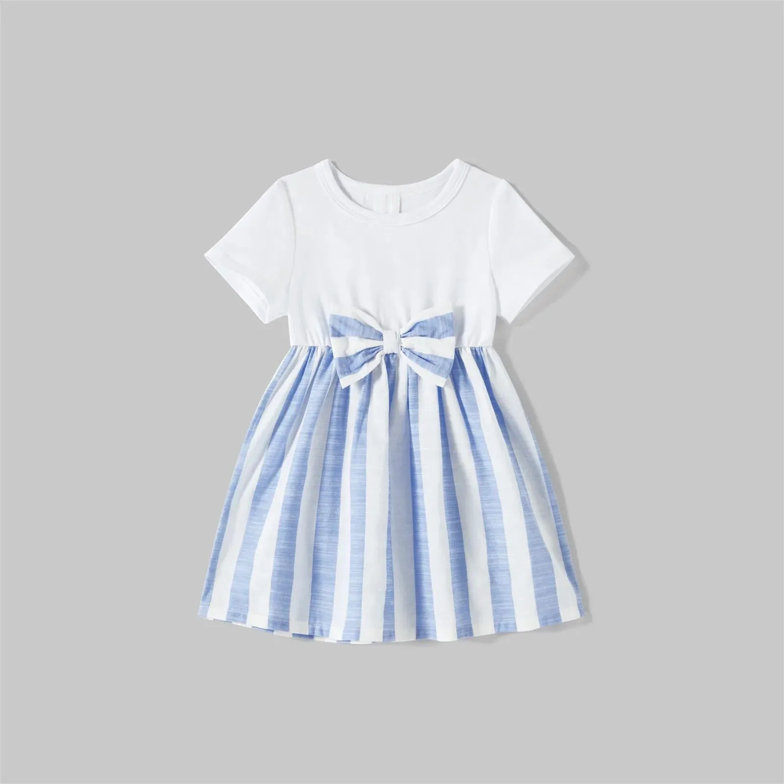 Family Matching Dress Blue Striped Mother Daughter Sleeveless Dresses