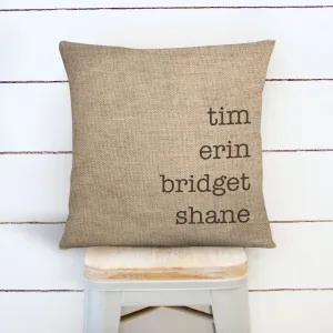 family name throw pillow add family names and pet names too customized personalized