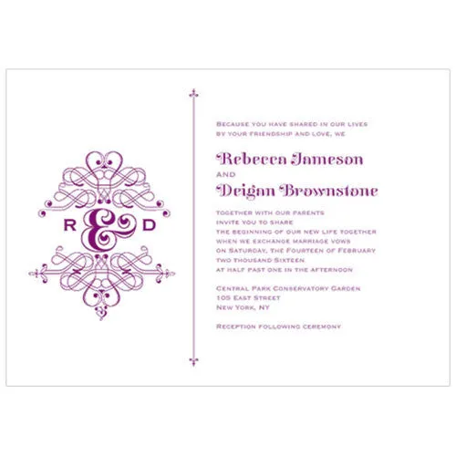 Fanciful Monogram Invitation Lavender