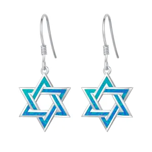 FANCIME "Opal Star of Heritage" Opal Drop Hoop Sterling Silver earrings