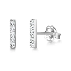 FANCIME "Silver Lining" Minimalist Bar 14K White Gold Stud Earrings