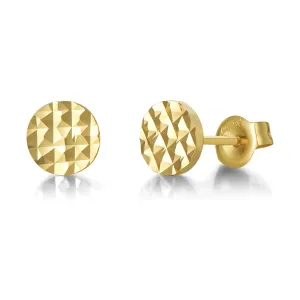 FANCIME Round Diamond-Cut 14K Yellow Gold Stud Earrings