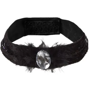 Fancy Black Cat Feather Choker