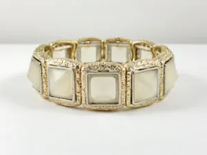 Fancy Elegant Squared Yellow Gold Grey Color Stretch Fashion Bracelet