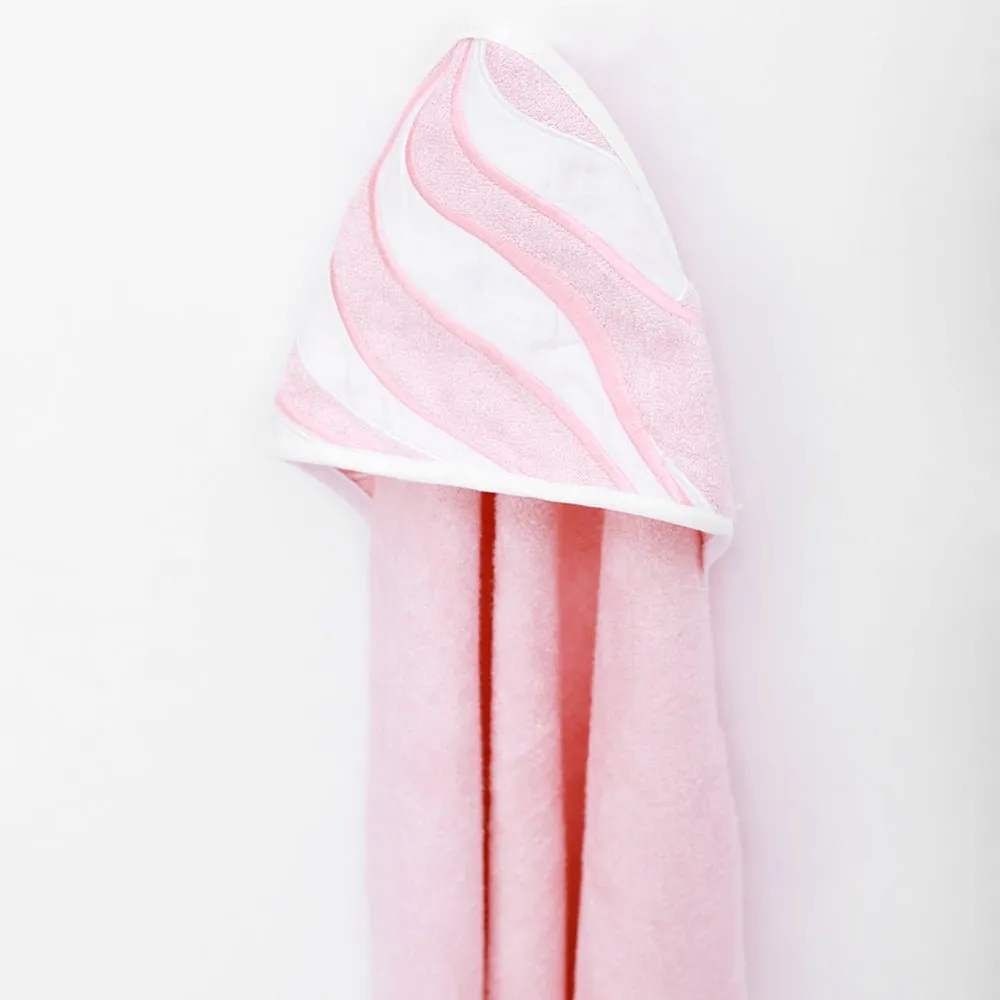 Fancy Fluff Bamboo Cotton Kids Hooded Towel- Strawberry Swirl