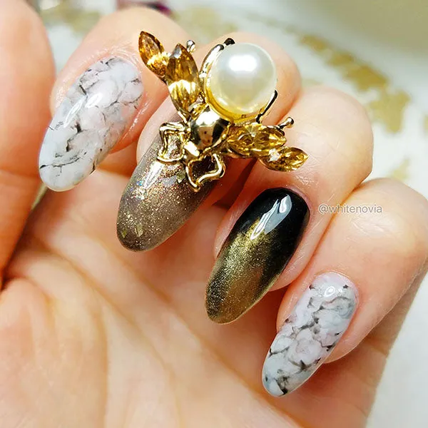 Fancy Queen Bee Nail Metal Charm - 2 pcs