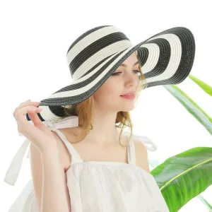 Fancy Stripes Oversized Summer Floppy Straw Sun Hats