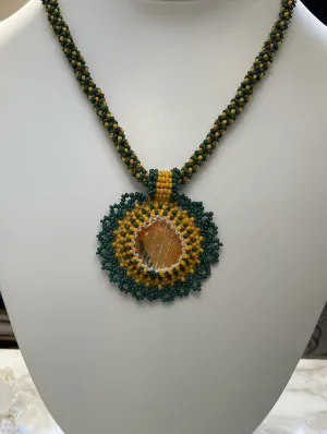 Fancy Yellow Orange and Green Necklace