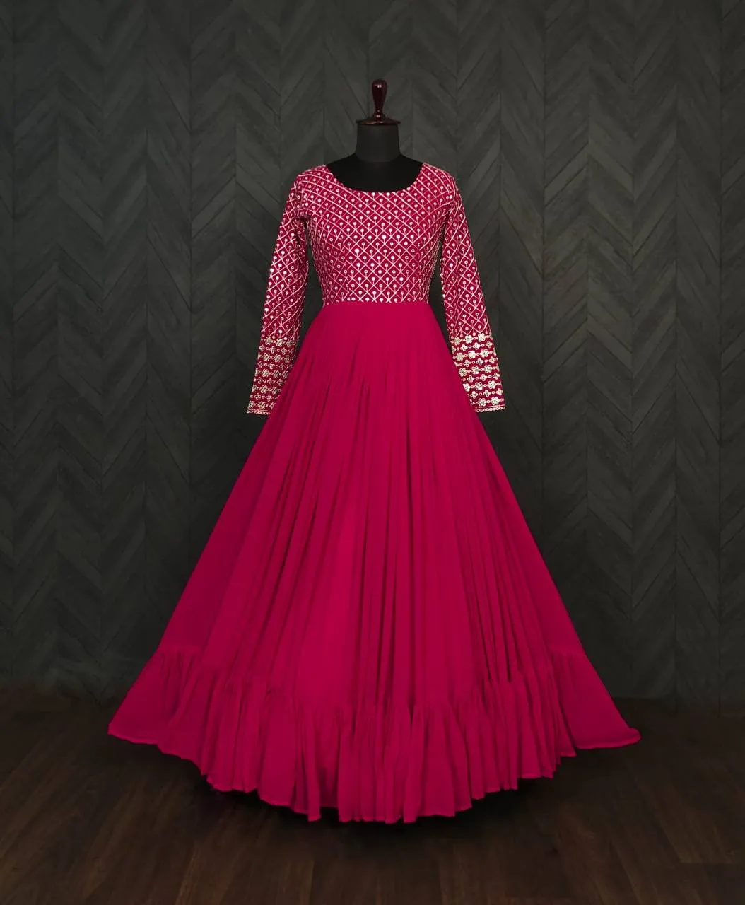 Fantastic Multi Sequins Work Pink Color Gown