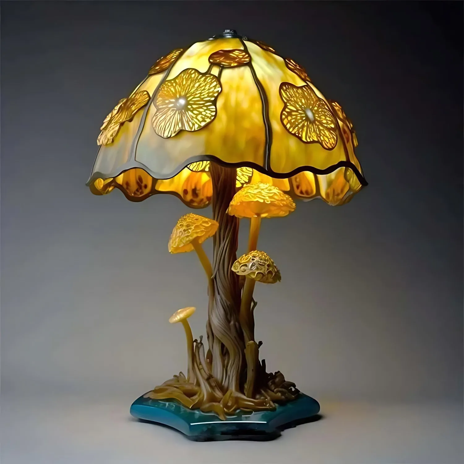 Fantasy Shroom Table Lamp Stunning Stained Glass Design