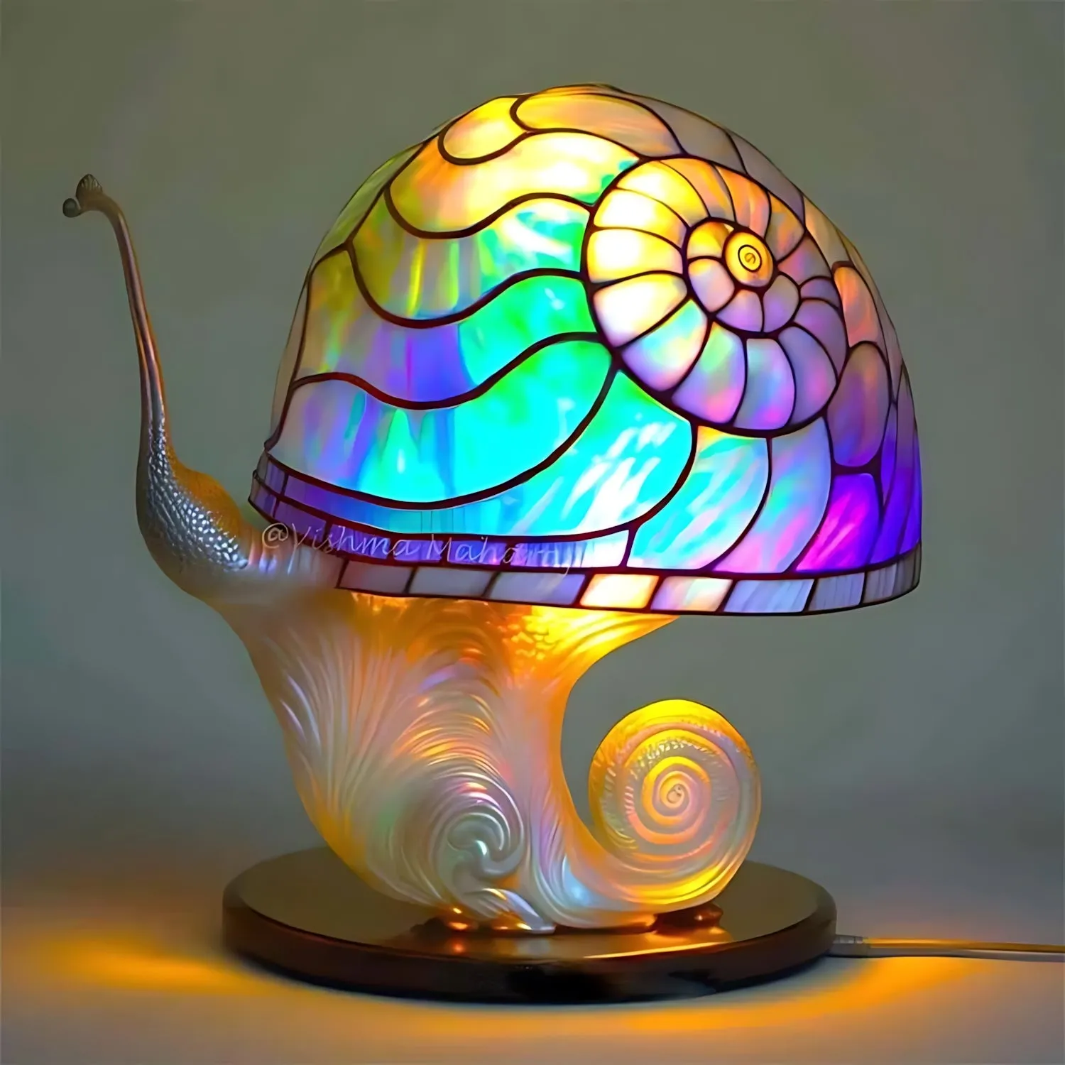 Fantasy Shroom Table Lamp Stunning Stained Glass Design