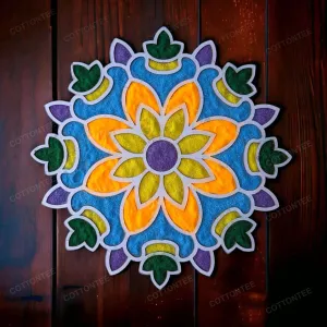 FanXplore MDF Assorted Rangoli Stencil Desgion I MDF Rangoli Stencil I Rangoli Pouch Free I Rangoli for Diwali Festivals, Pooja, Home,Navratri Wedding Decor Size 12 * 12 Inch