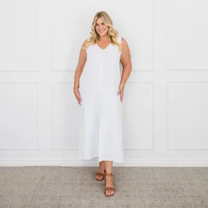 Farah cotton linen maxi dress - white