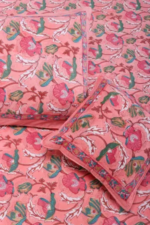 Fariza Flower Garden Pink Cotton  Bedsheet