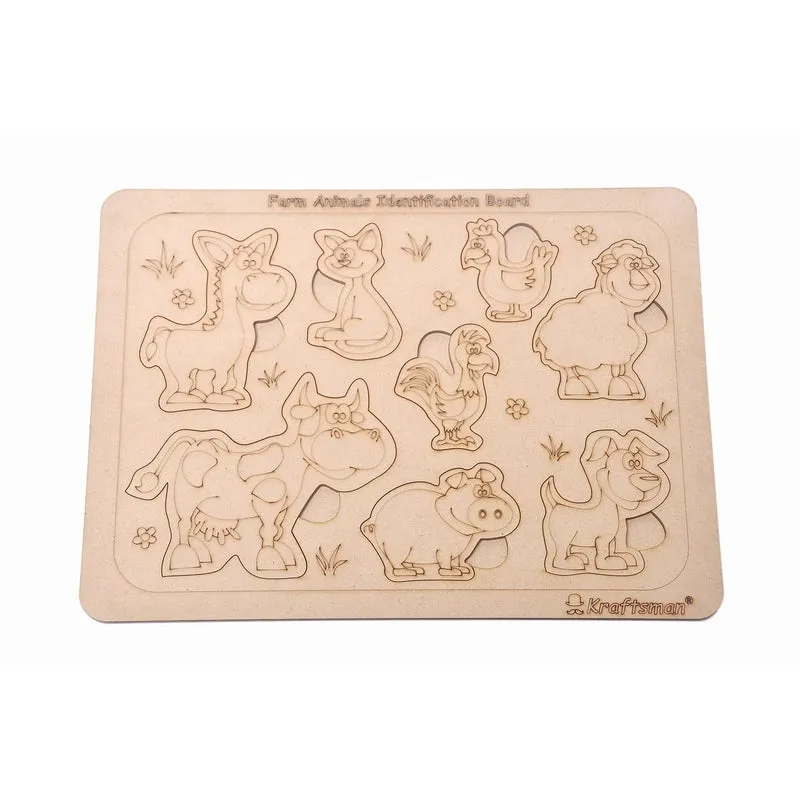 Farm Animals Identification Puzzle Board with Color Kit Included