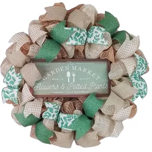 Farmhouse Spring Wreath - Garden Market Decor - Perfect Mother's Day and Gardener Gift