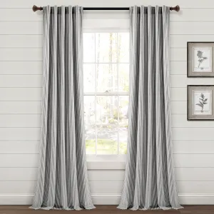 Farmhouse Vintage Stripe Recycled Cotton Window Curtain Panel Set