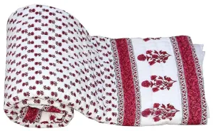 fashhub Jaipuri Razai Rajsthani Traditional Hand Stitched Flower Printed King Lightweight Pure Cotton Winter and Summer Jaipuri Ac Quilt Razai,Rajai,Blanket,Comforter Double Bed, 85X 100