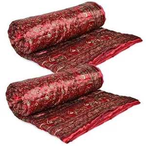 fashhub Traditional Famous Rajasthani Print Jaipuri Beautiful Animal Print in red Silk Jaipuri Rajai/Razai/Quilt Single/Single Bed Quilt/Comforter/AC Quilt/AC Comforter(Set of 2)