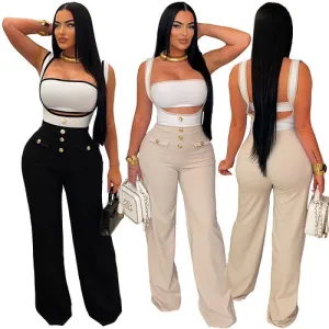 Fashion casual suspender bra set jumpsuit AY3425