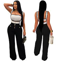 Fashion casual suspender bra set jumpsuit AY3425