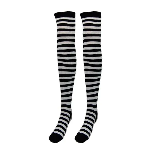 Fashion Design Women  girl Over the Knee Socks Thigh High Thick Socks Stripe Like Stockings Striped solid color 7 Choice