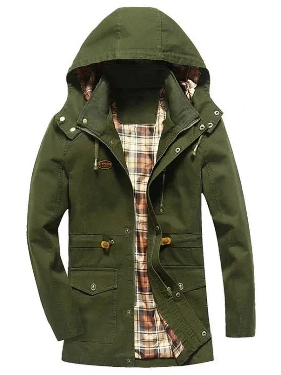 Fashion Drawstring Hooded Field Jacket