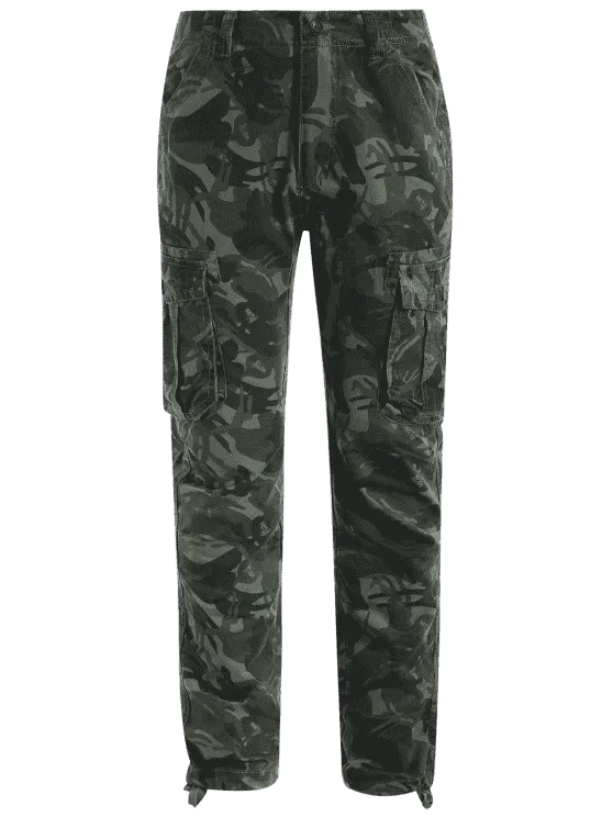 Fashion Flap Pockets Camo Pants