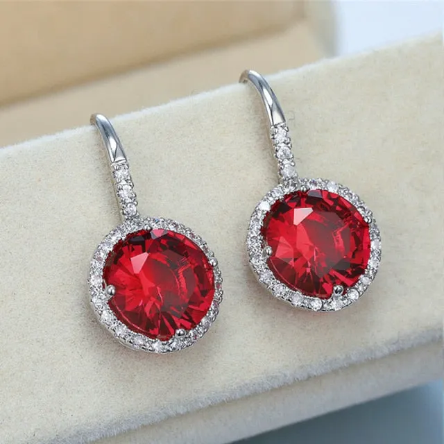 Fashion Jewelry Classic Round Drop Earrings for Women with Zircon in Silver Color