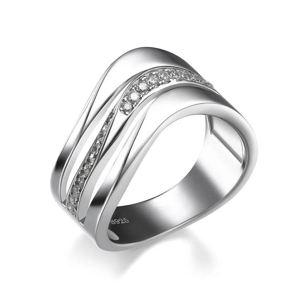 Fashion Jewelry Contracted Office Lady Puzzle Ring for Women  in Silver Color