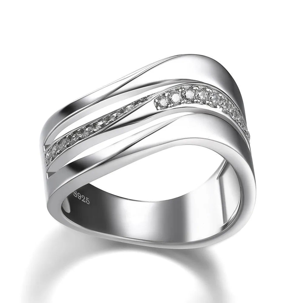 Fashion Jewelry Contracted Office Lady Puzzle Ring for Women  in Silver Color