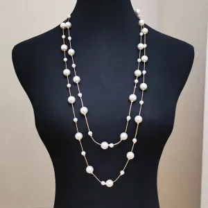 Fashion Jewelry Imitation Pearl Long Chains Necklace for Women as Sweater Accessories